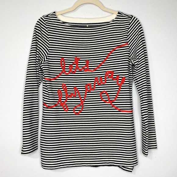 KATE SPADE‎ Lets Fly Away Graphic Striped Long Sleeve Top Sz S - Picture 3 of 10